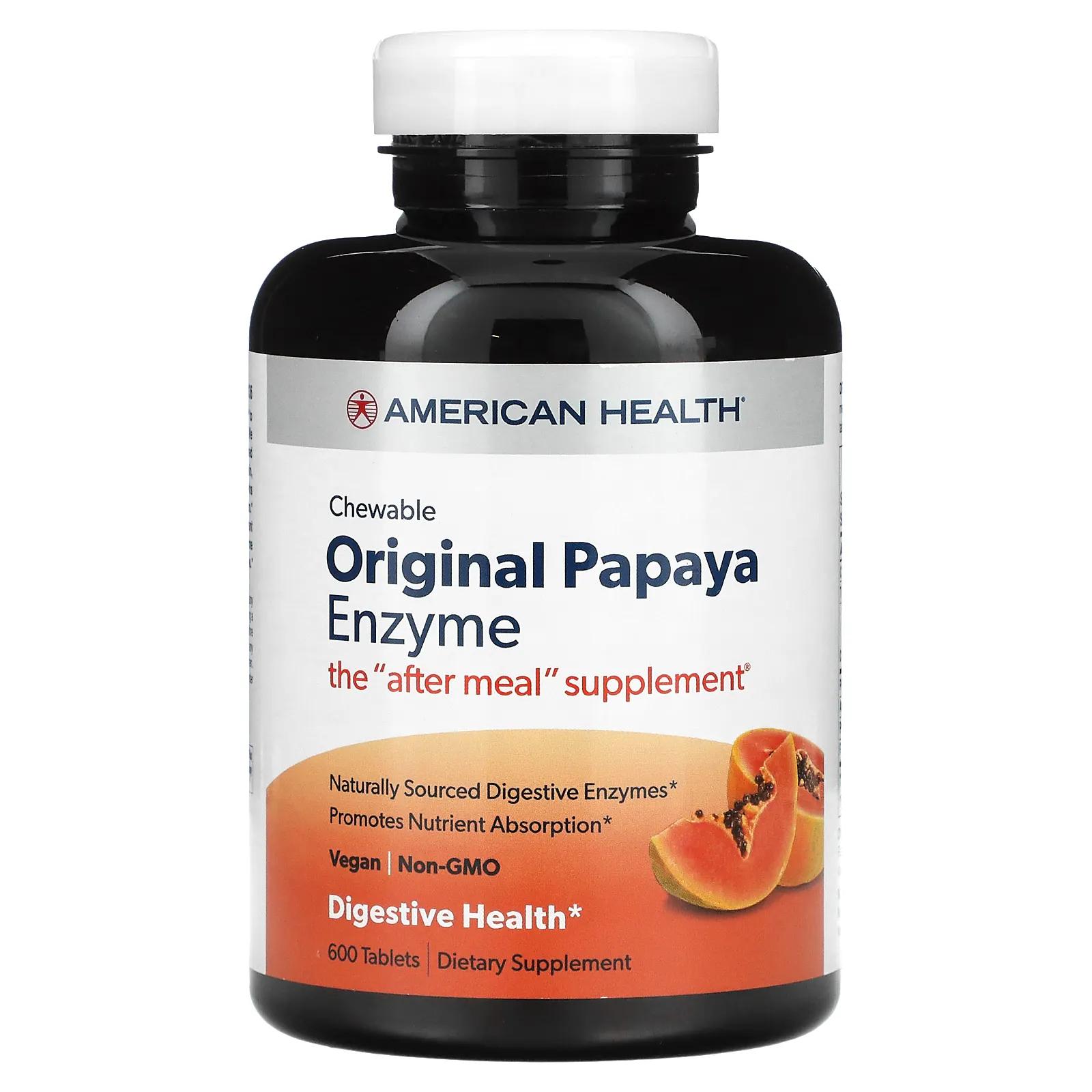 American Health Фермент Папаин 600 жевательных таблеток american health super papaya enzyme plus 180