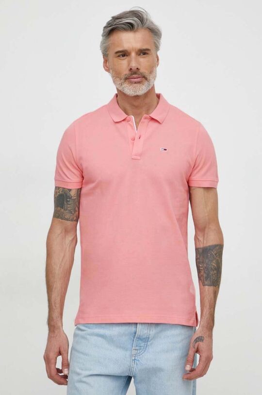 

Хлопковое поло Tommy Jeans, розовый