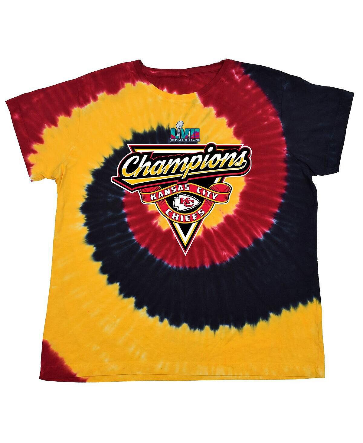 

Красная женская футболка Kansas City Chiefs Super Bowl LVII Champions с принтом тай-дай Liquid Blue, красный