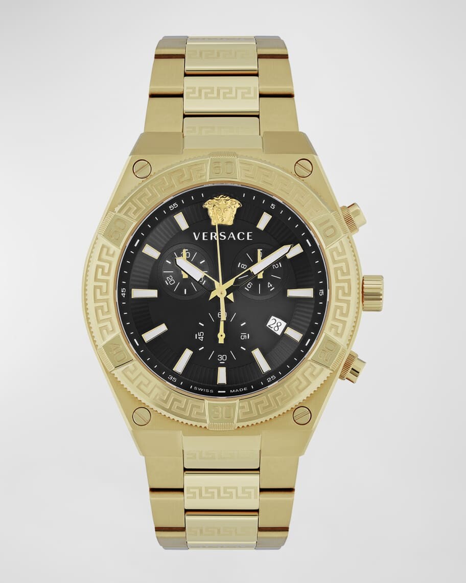 

Мужские часы V-Sporty Greca IP с браслетом из желтого золота, 46 мм Versace