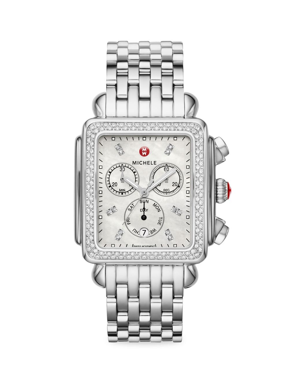 

Часы-браслет Deco XL из нержавеющей стали и бриллиантов Michele, серебряный