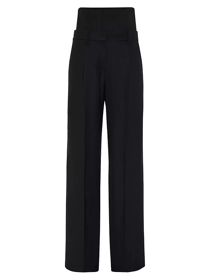 

Прямые брюки со съемным корсетным поясом и монили Brunello Cucinelli, черный