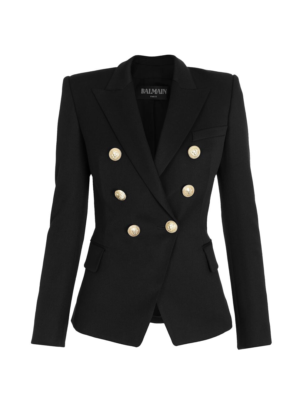 

Двубортный жакет Grain de Poudre из натуральной шерсти Balmain, черный