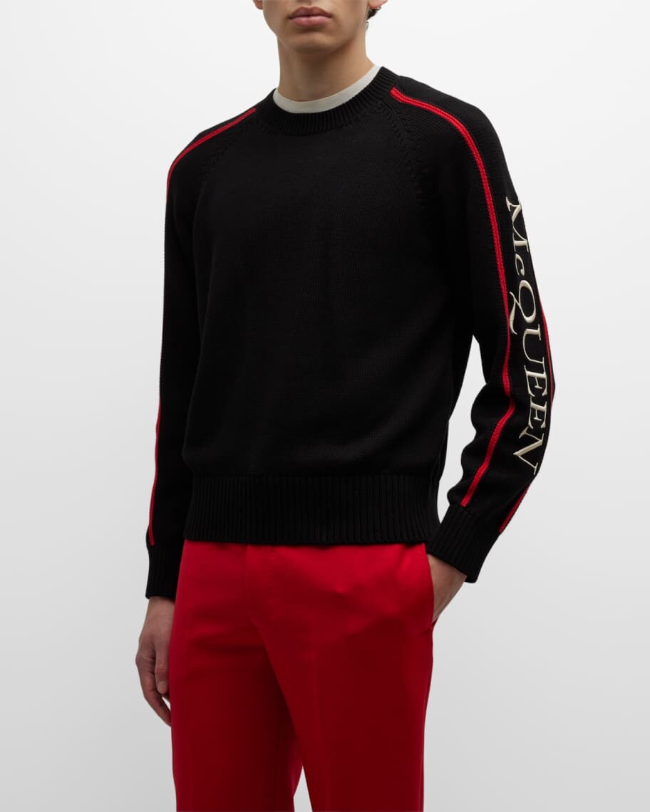 

Мужской свитер с логотипом на рукавах Alexander McQueen