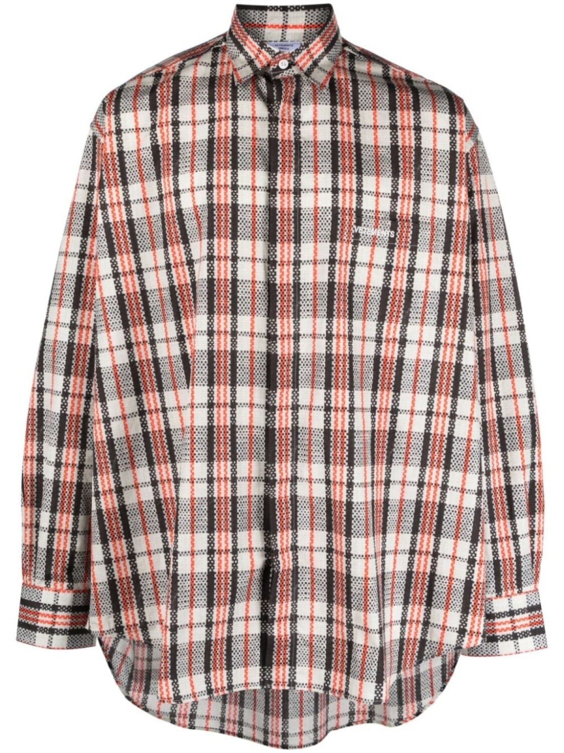 

VETEMENTS клетчатая рубашка с вышитым логотипом, черный