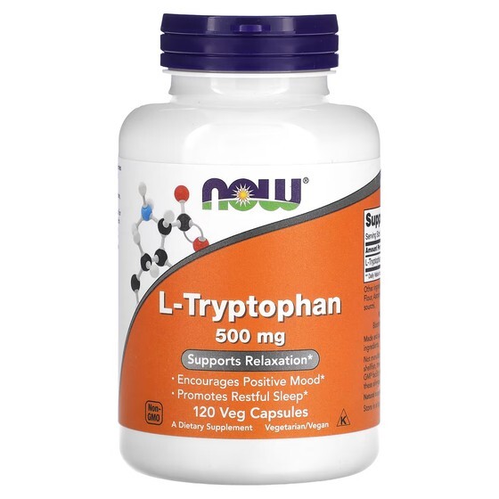 

NOW Foods, L-триптофан, 500 мг, 120 растительных капсул