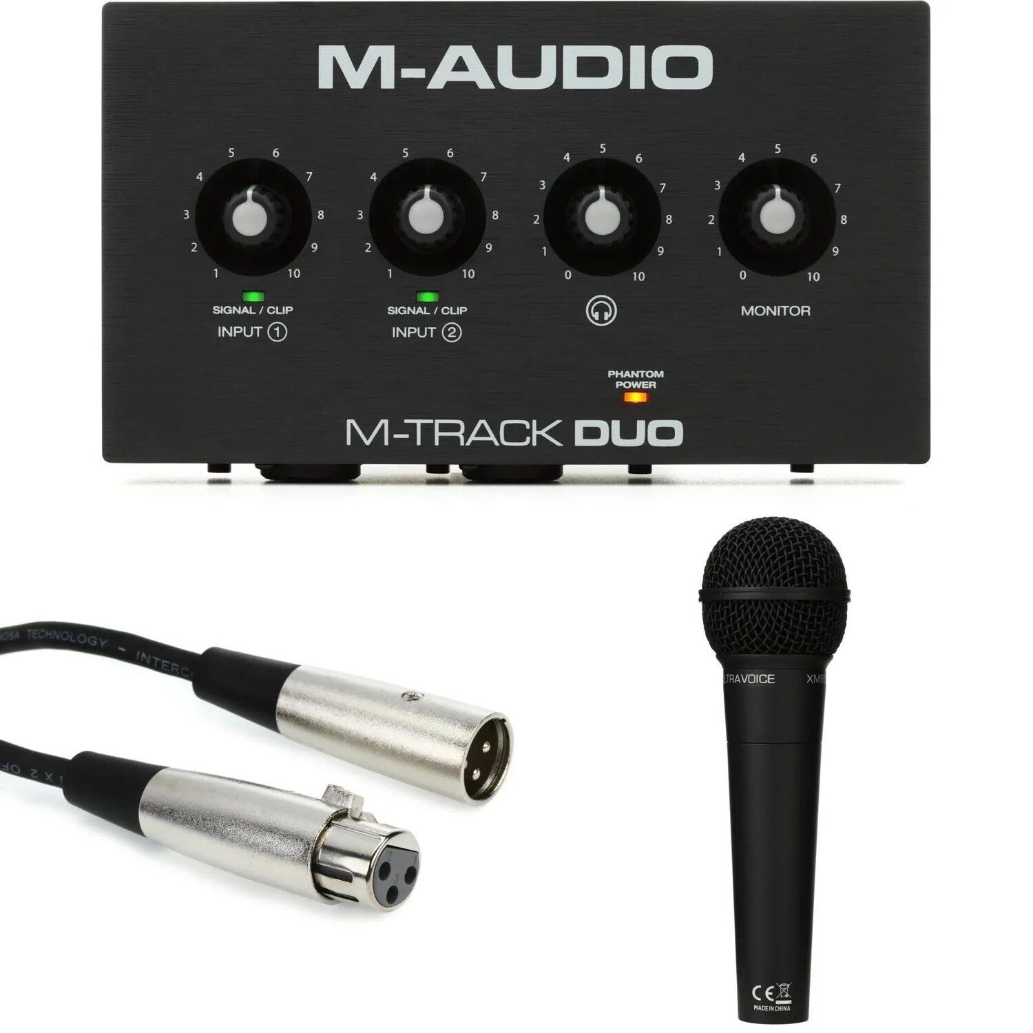 

USB-аудиоинтерфейс M-Audio M-Track Duo с кардиоидным динамическим вокальным микрофоном Behringer XM8500