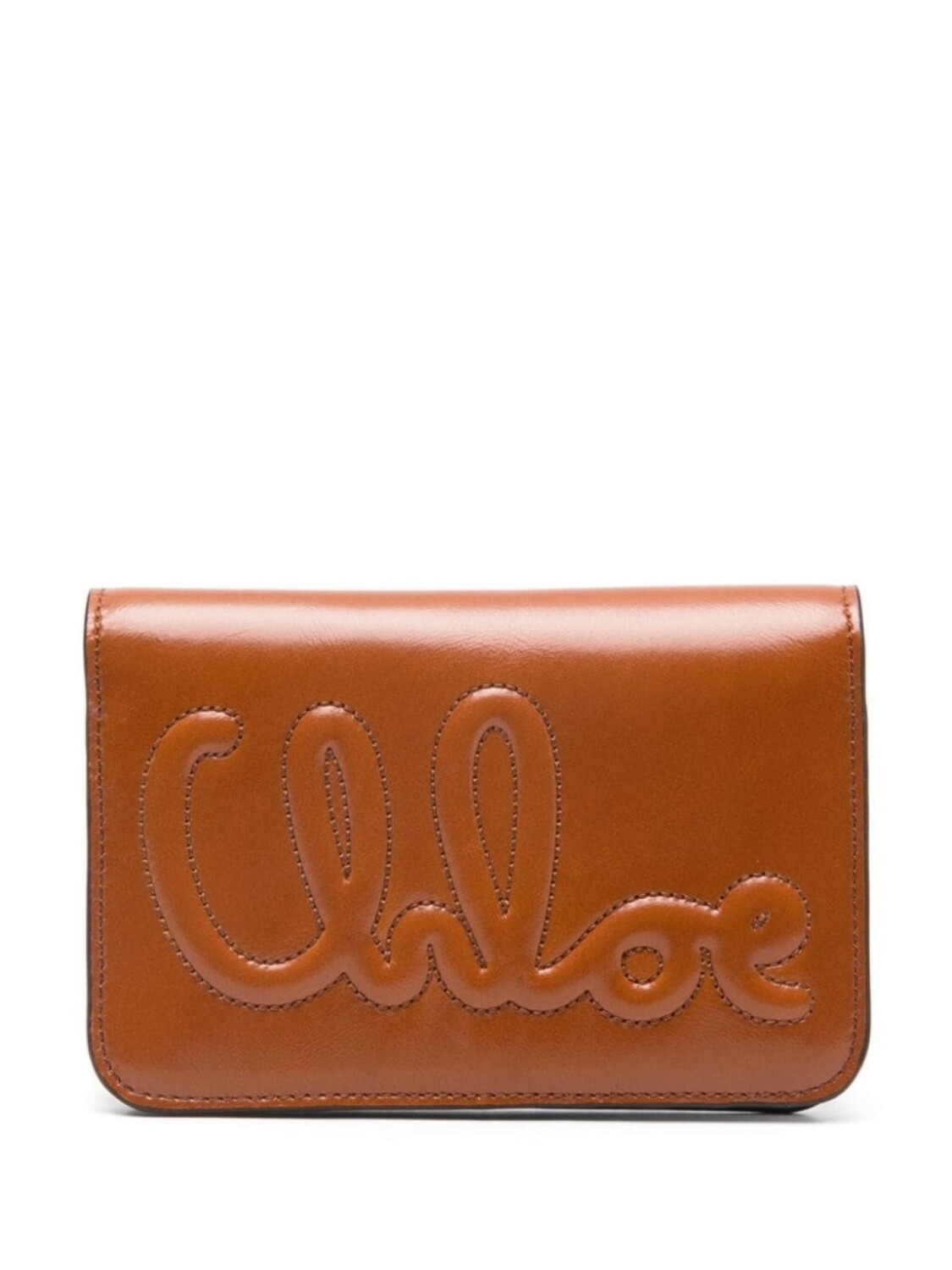 

Кошелек с тисненым логотипом Chloé, коричневый