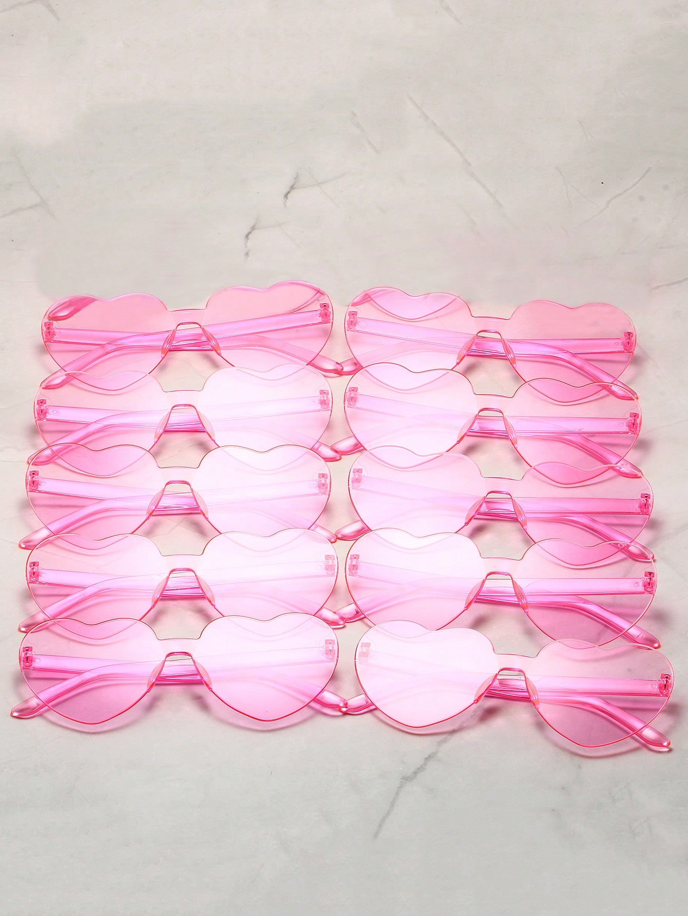10 шт. женские очки в форме розового сердца 10 шт кольца обвязки в форме сердца