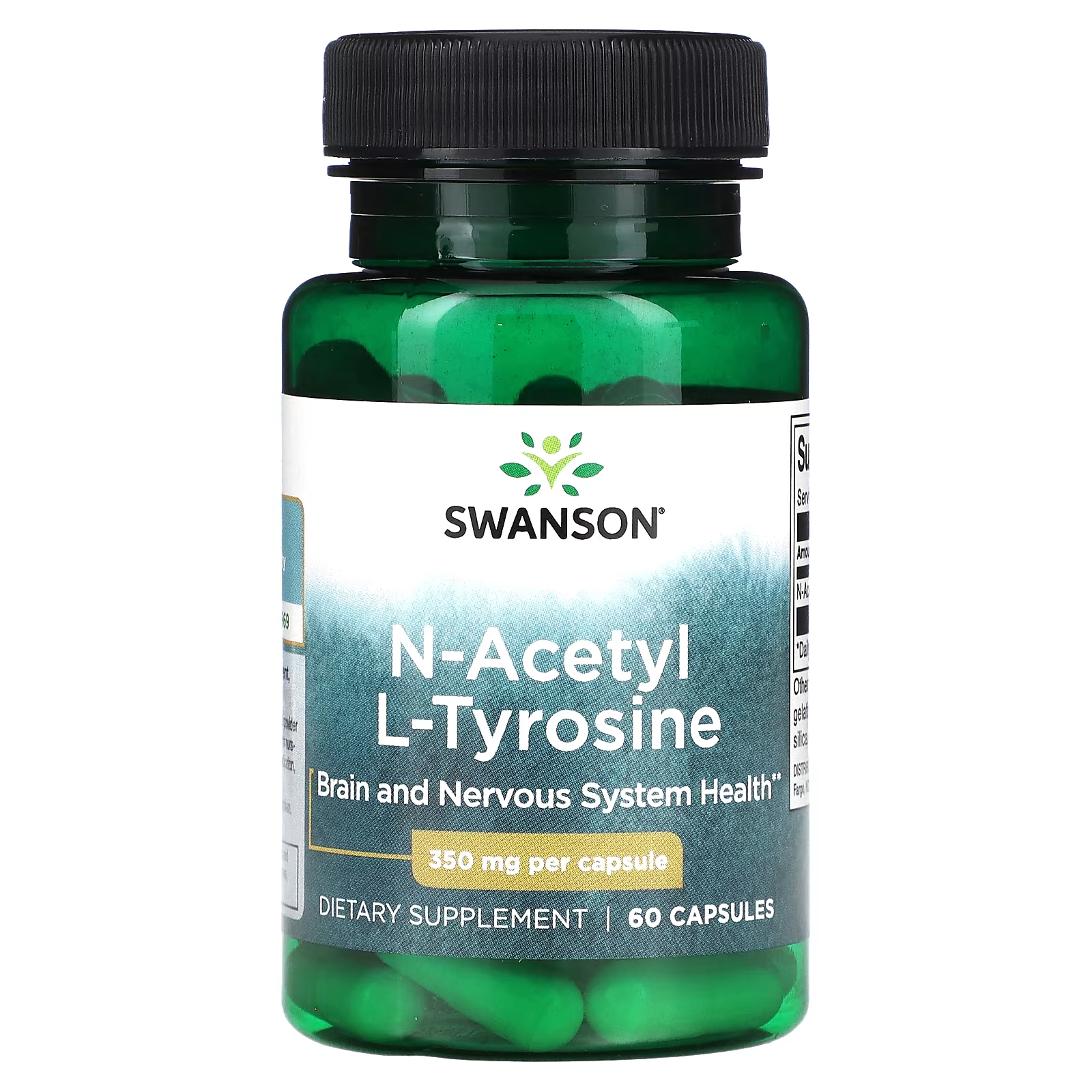 N-ацетил L-тирозин Swanson 350 мг, 60 капсул swanson n ацетил d глюкозамин 750 мг 60 растительных капсул
