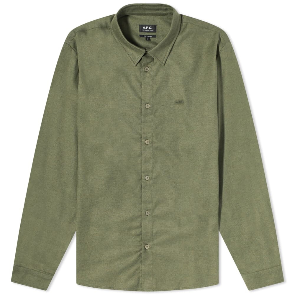 

A.P.C. Фланелевая рубашка с логотипом Vincent, хаки