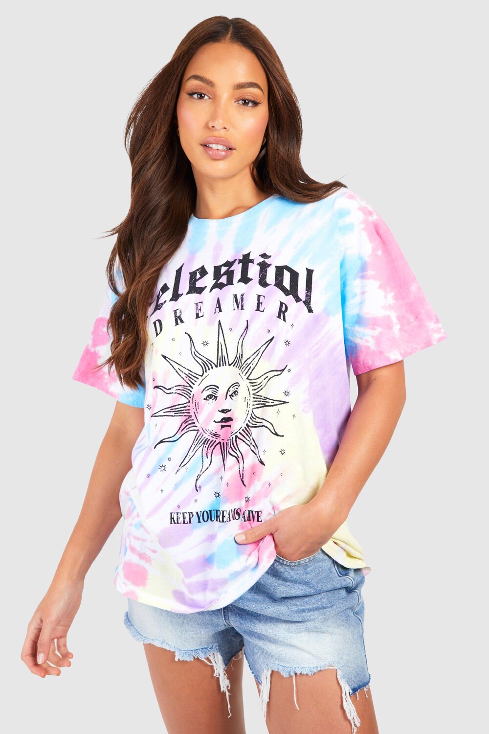 

Футболка оверсайз tall celestial dreamer Boohoo, разноцветный