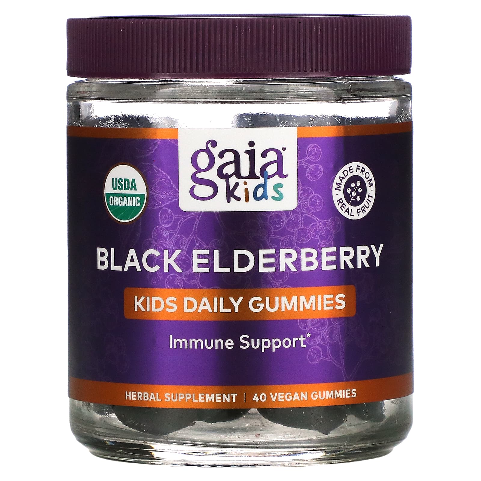 

Kids, Everyday Elderberry Gummies, 40 Vegan Gummies, Gaia Herbs