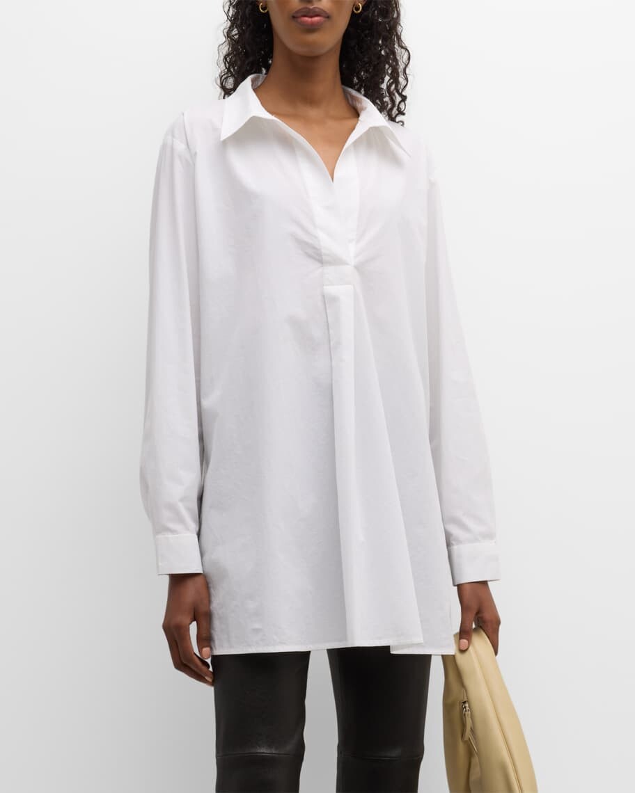 

Поплиновая туника с длинными рукавами и расклешенным воротником Eileen Fisher