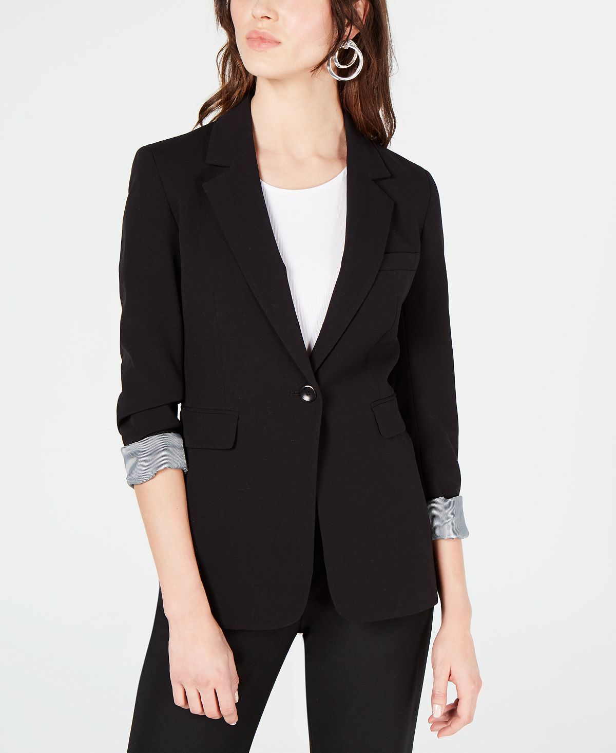 Женский пиджак с воротником-стойкой на одной пуговице Bar III, черный