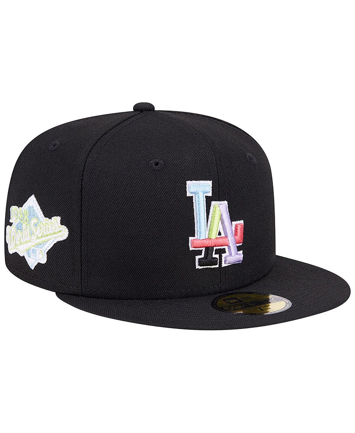 цена Мужская черная бейсболка Los Angeles Dodgers Multi-Color 59FIFTY с приталенной кепкой New Era