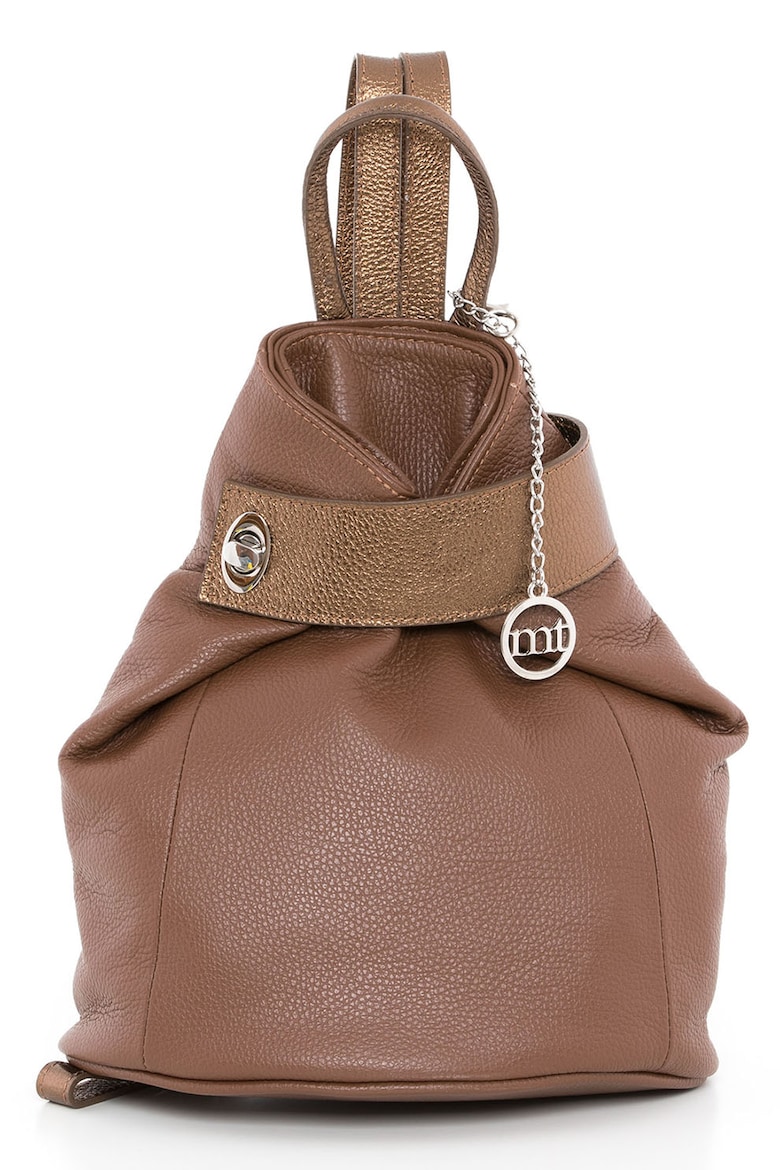 Кожаный рюкзак Sirietto с логотипом Mia Tomazzi, коричневый
