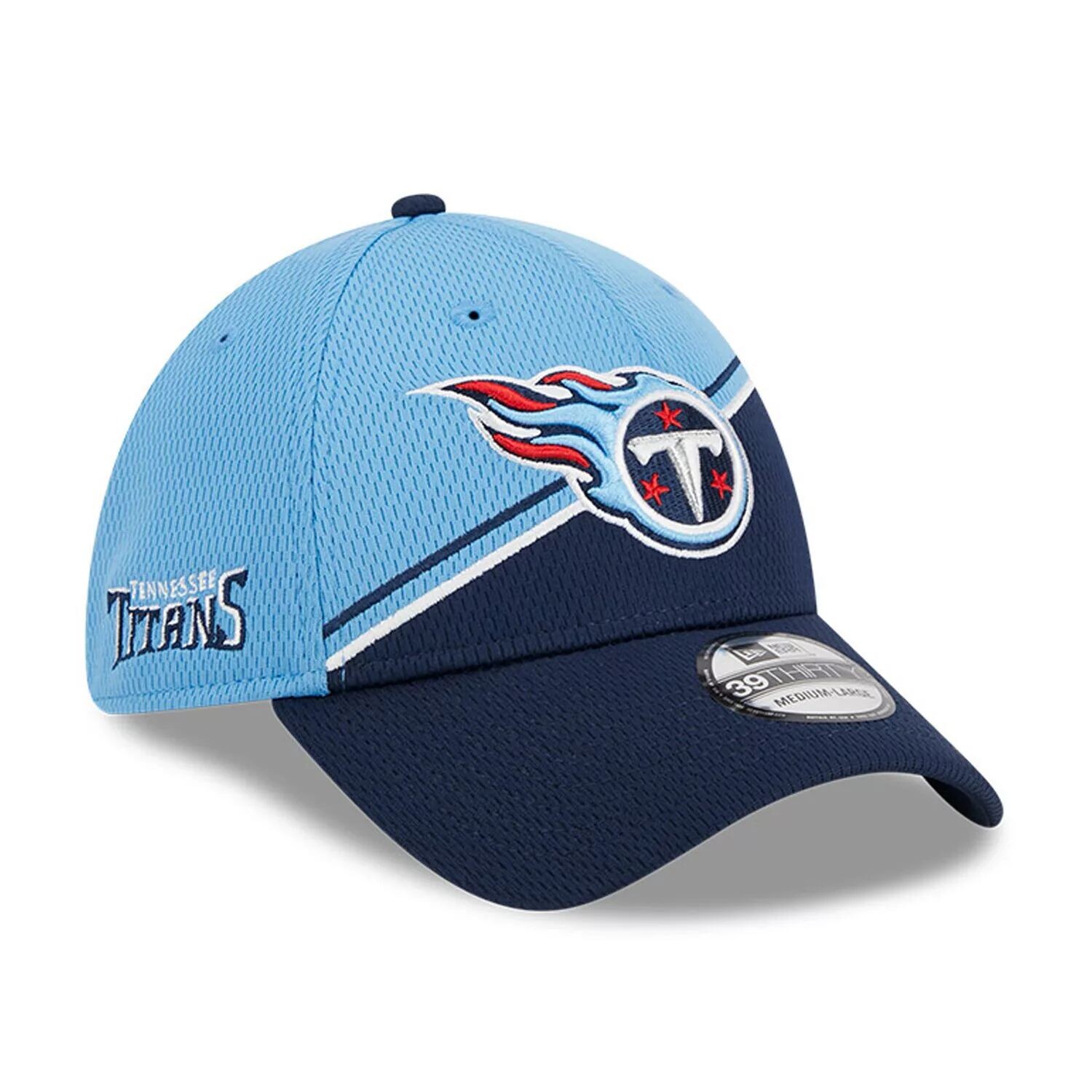 

Мужская кепка New Era светло-синяя/темно-синяя Tennessee Titans 2023 Sideline 39THIRTY Flex Hat