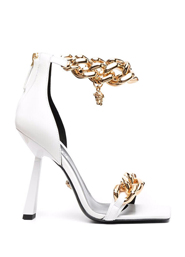

Женские кожаные сандалии с белой цепочкой Versace