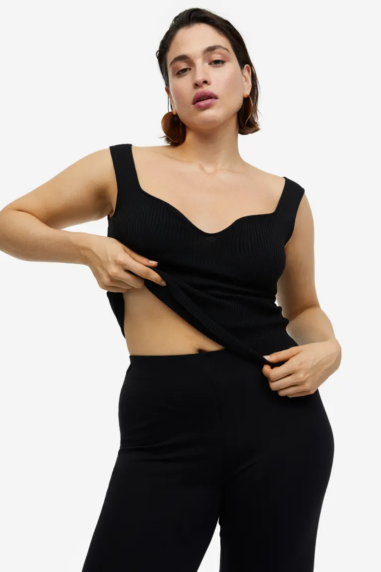 

Укороченные брюки из трикотажа H&M, черный