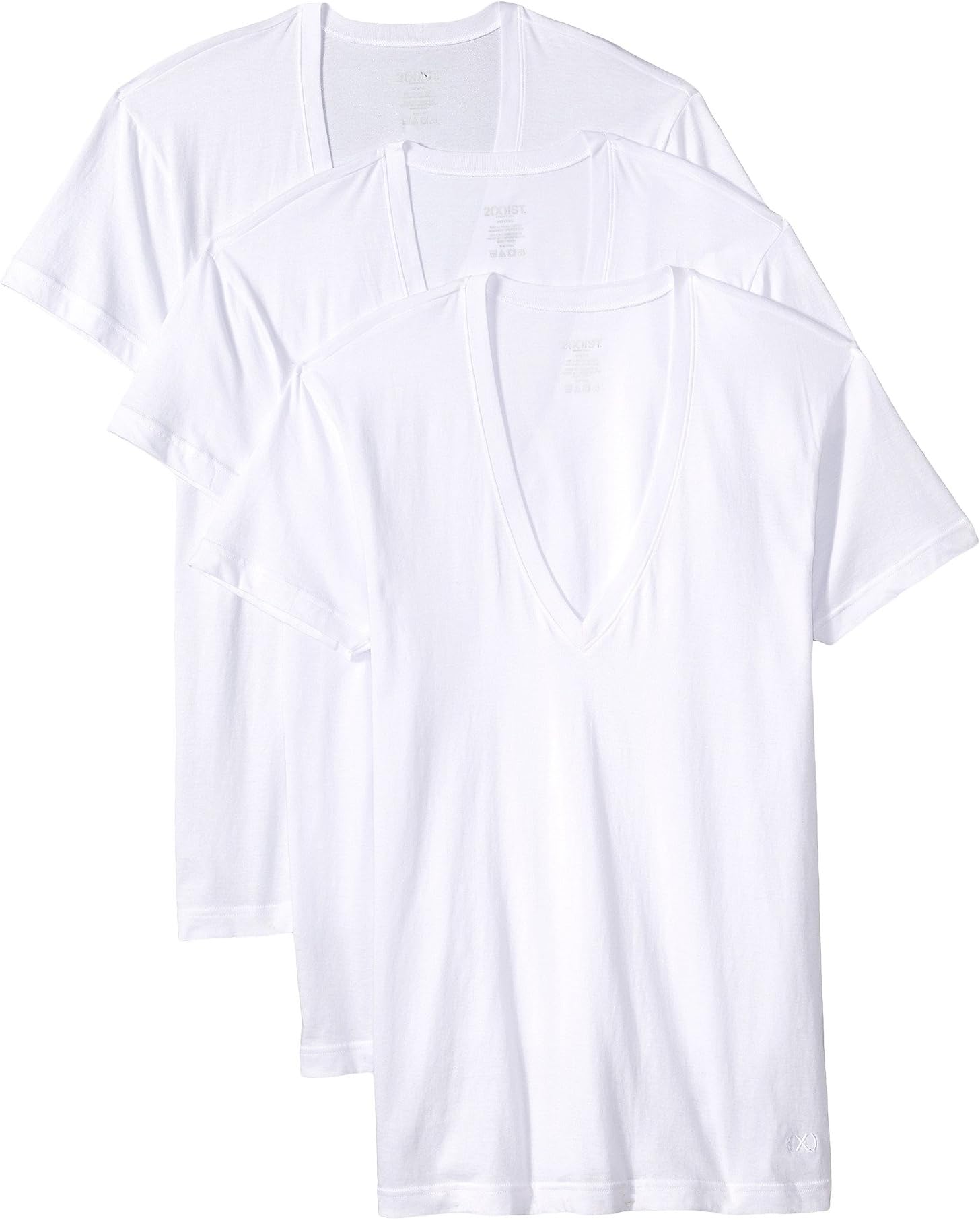 Комплект из трех футболок приталенного кроя с глубоким v-образным вырезом Essential 2(X)IST, цвет White New Logo