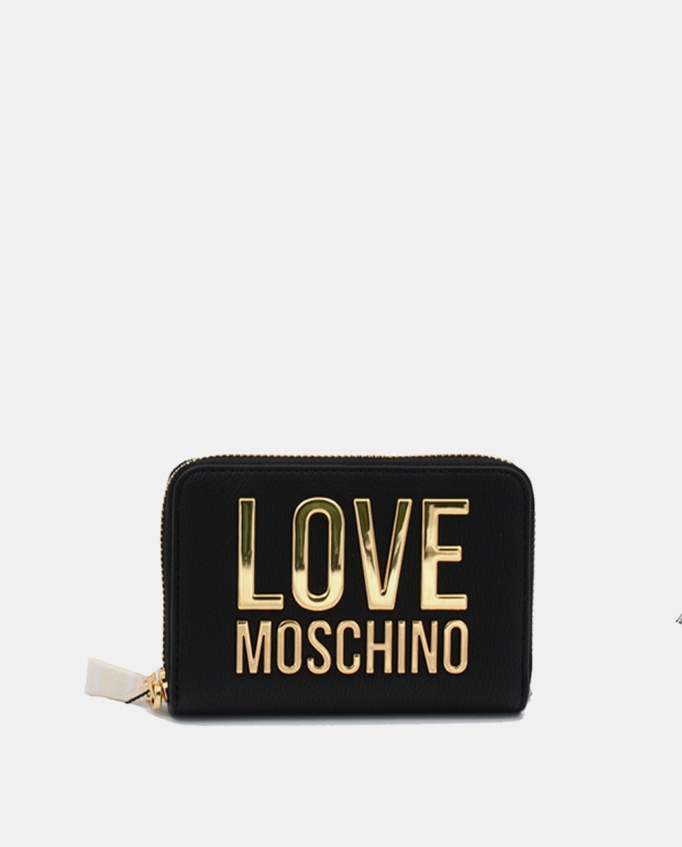 

Маленький черный кошелек на молнии Love Moschino, черный