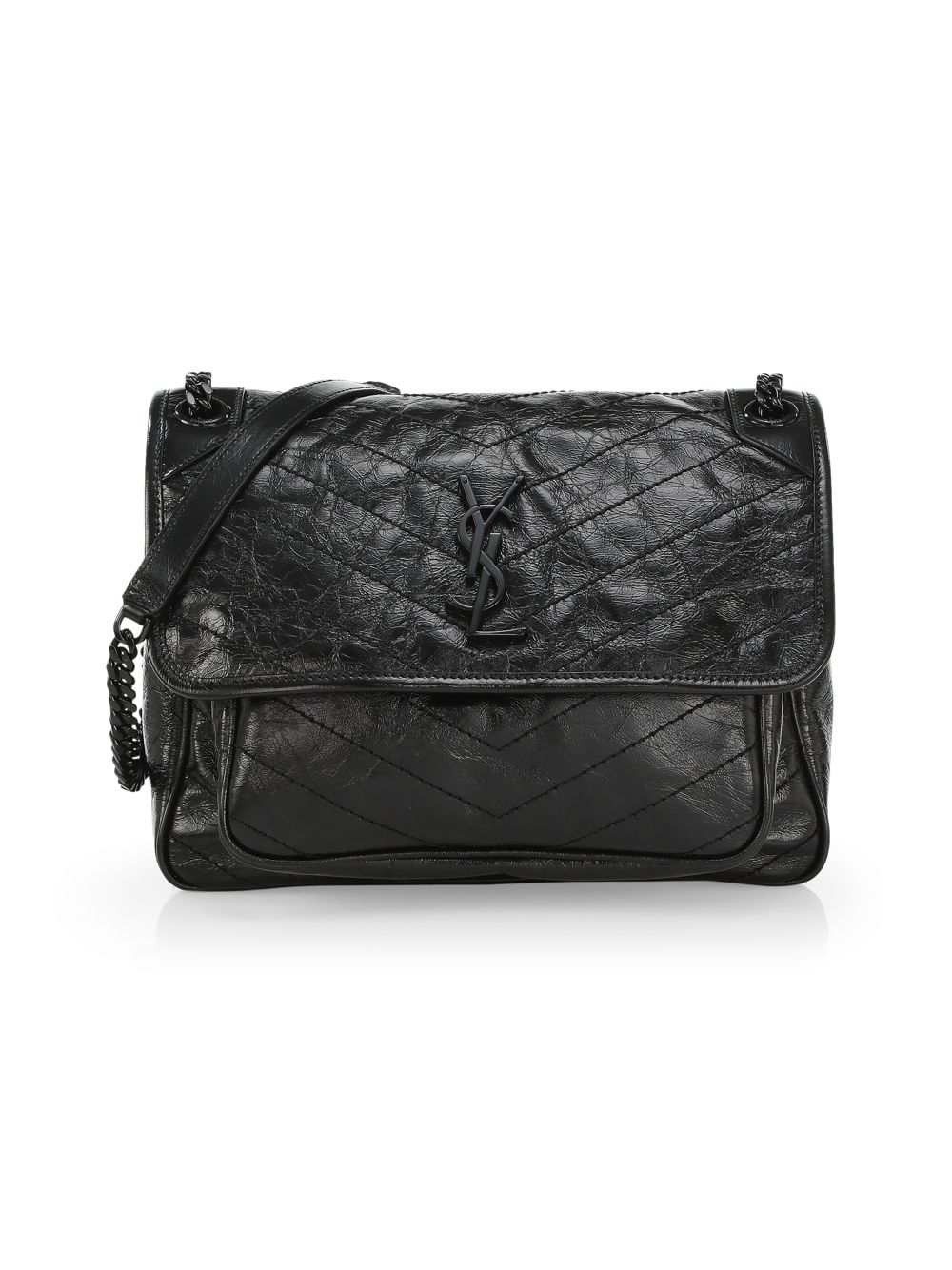 Средняя кожаная сумка через плечо Niki Saint Laurent, черный кожаная сумка мессенджер niki saint laurent черный