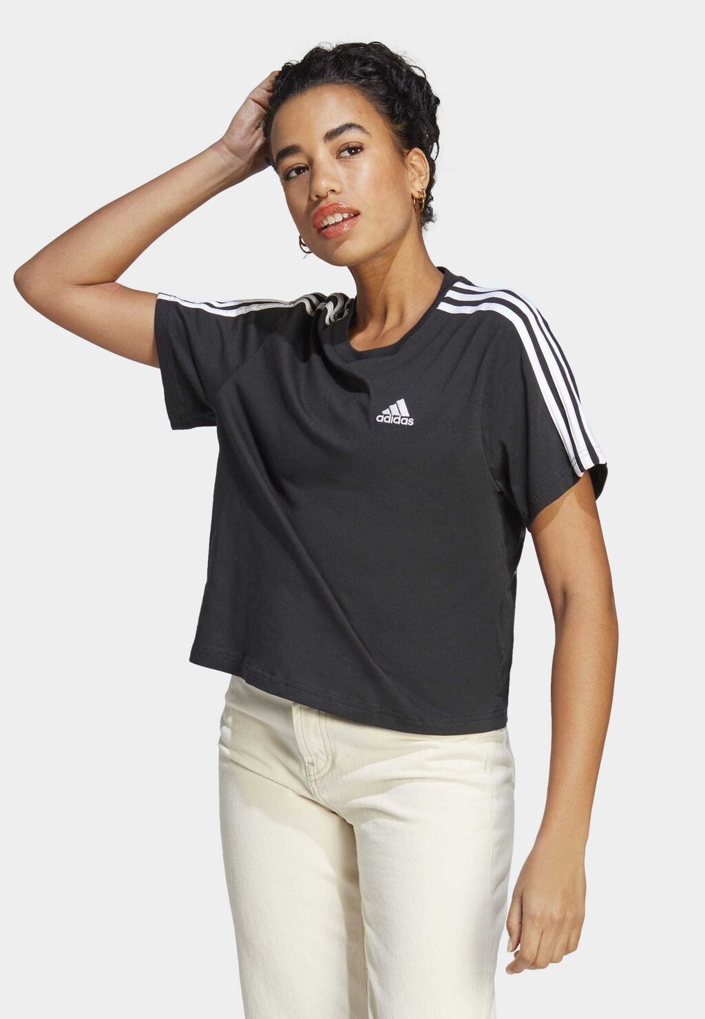 

Футболка с принтом Adidas, черно-белый, Черный