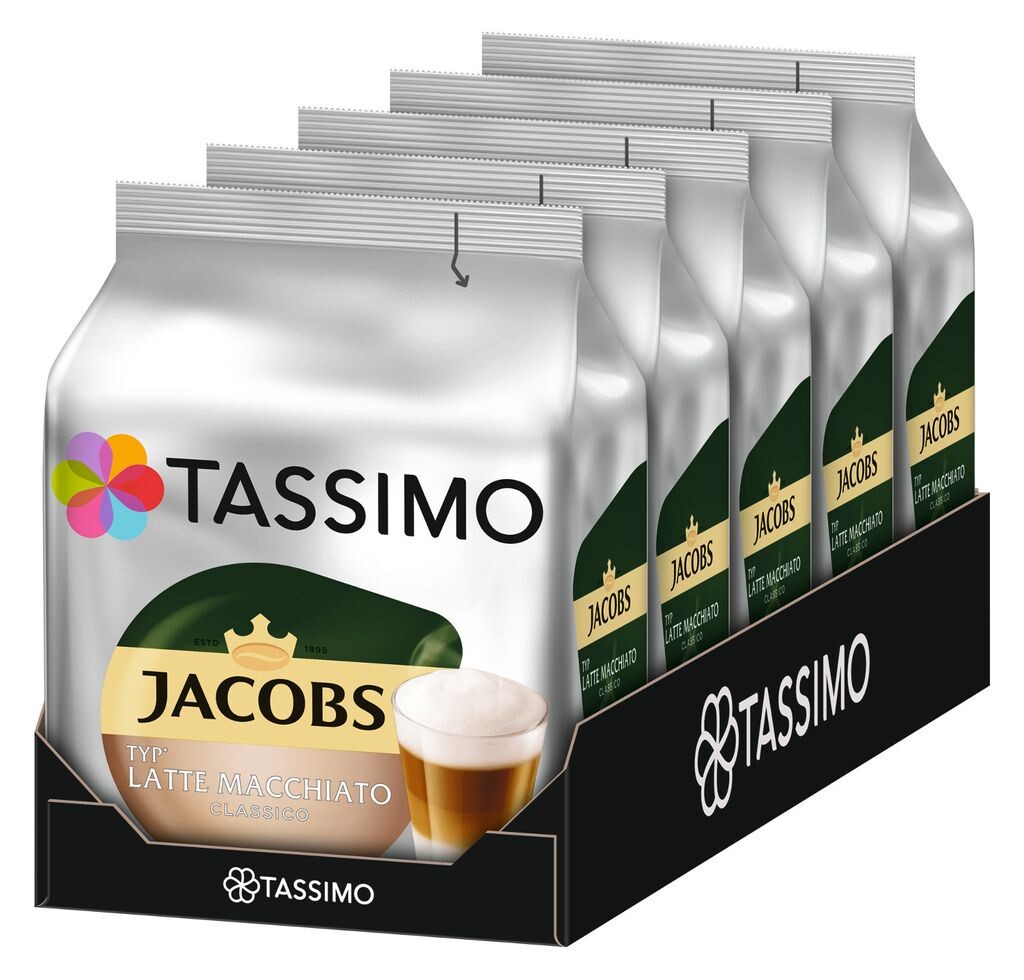 

TASSIMO Jacobs Type Latte Macchiato Classico T Discs Capsule, 5 x 8 напитков)