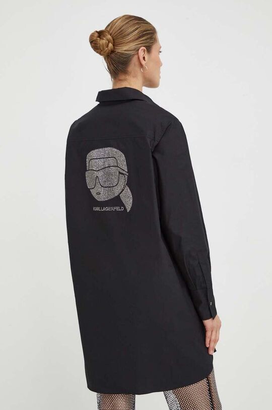

Хлопковая рубашка Карла Лагерфельда Karl Lagerfeld, черный