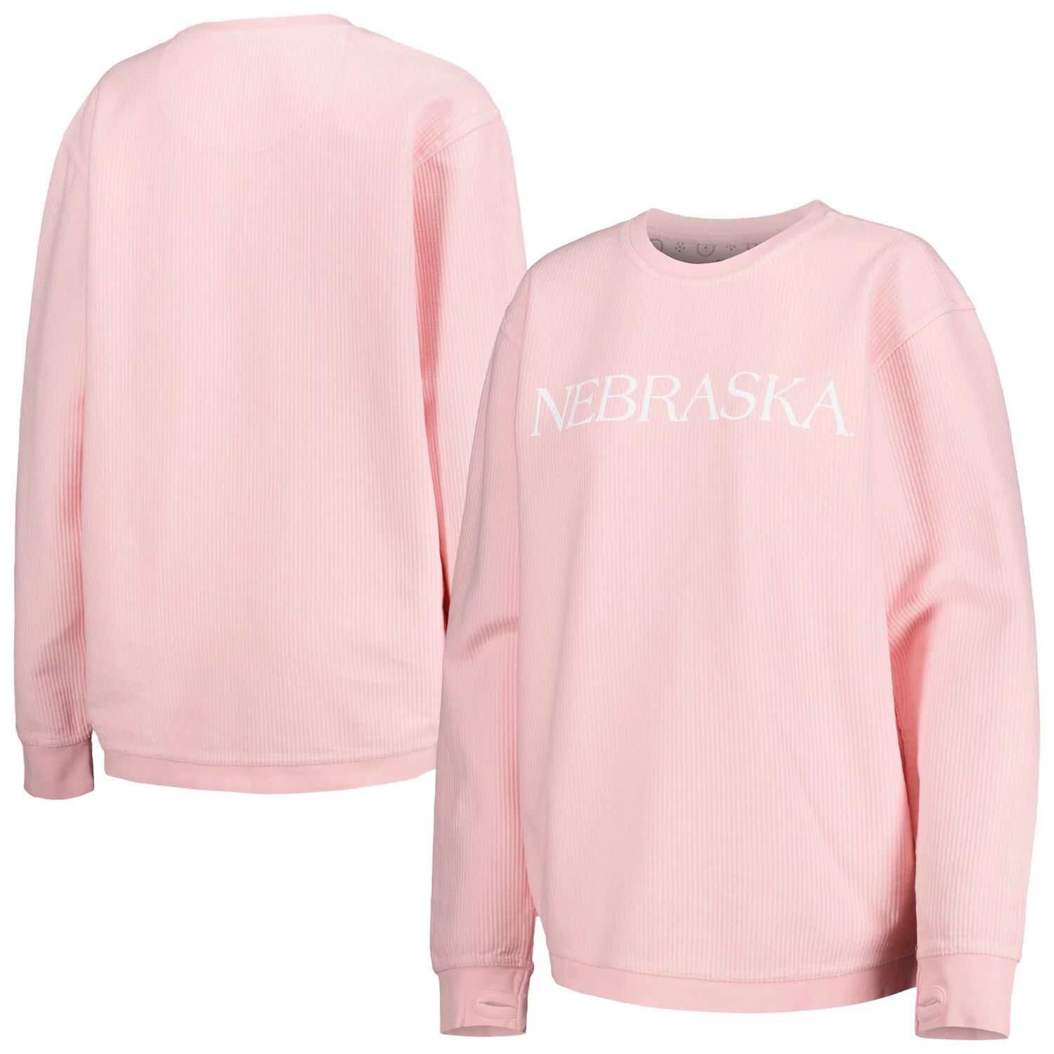 Женский удобный вельветовый пуловер с принтом Pressbox Nebraska Huskers, розовый свитшот