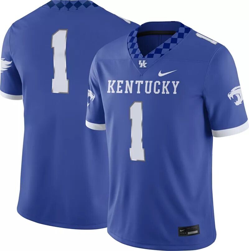 

Мужское джерси для домашнего футбола Nike Kentucky Wildcats #1 Dri-FIT синего цвета