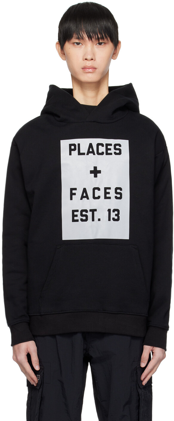 

PLACES+FACES Черная светоотражающая худи OG, Черный