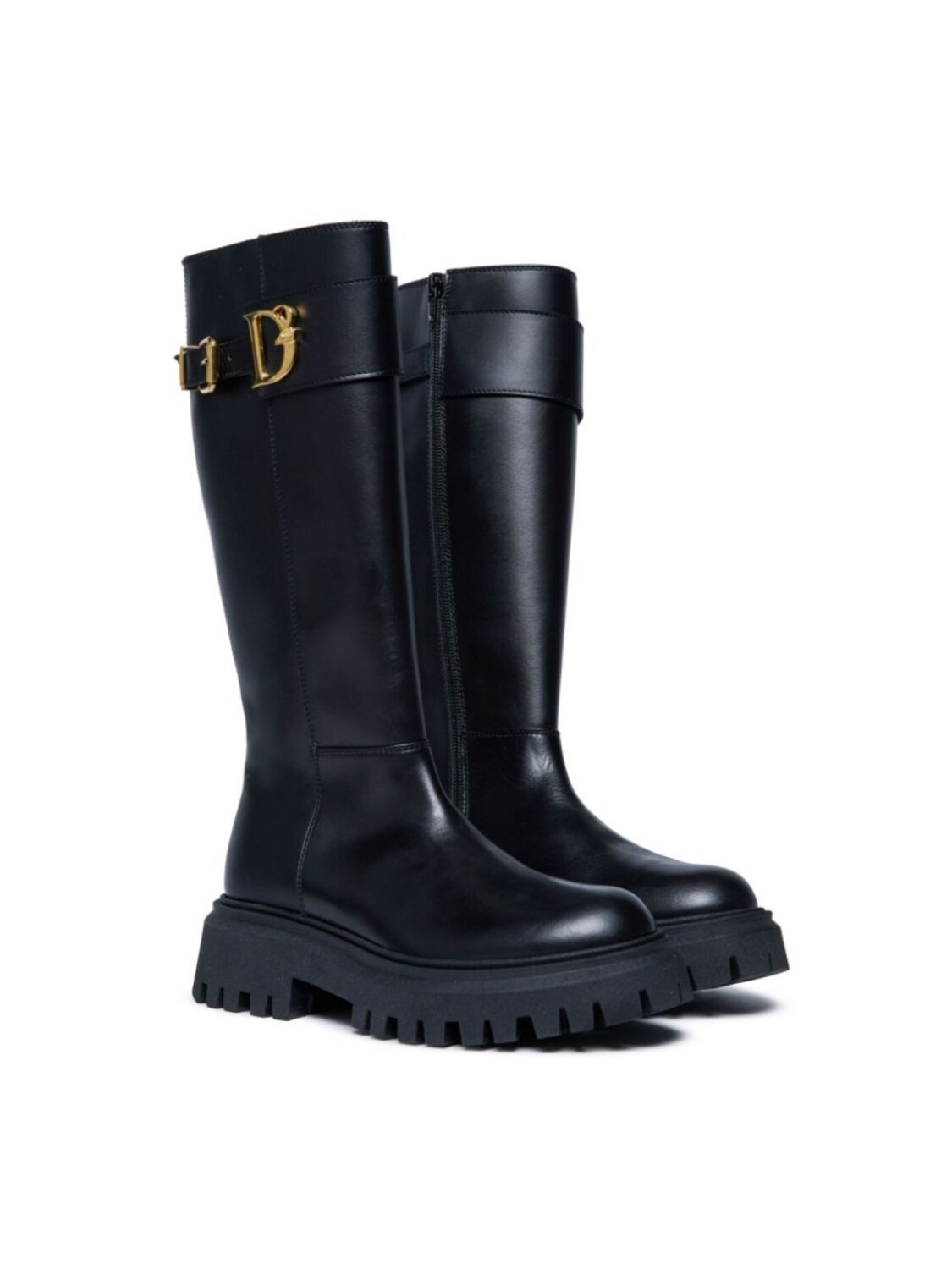 Dsquared2 Kids кожаные сапоги длиной до колена, черный