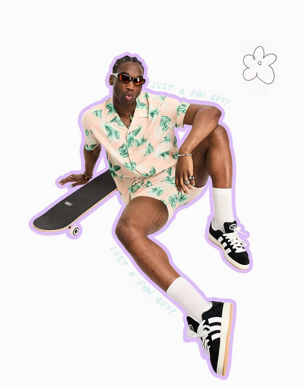 

Свободная льняная рубашка с эскизным принтом в виде листьев ASOS DESIGN Revere