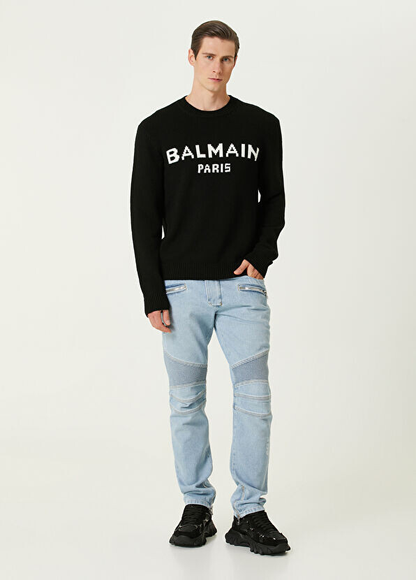 

Байкерские джинсы Balmain, голубой