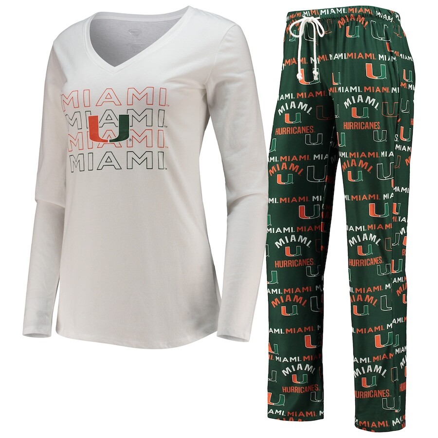 

Пижамный комплект Concepts Sport Miami Hurricanes, зеленый
