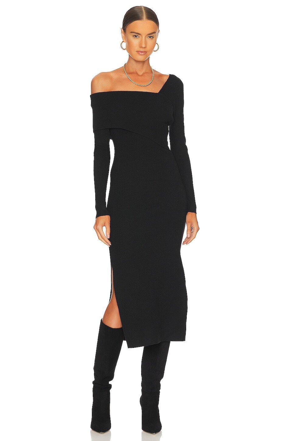 

Платье миди Line & Dot Sylvie Midi Sweater Dress, черный