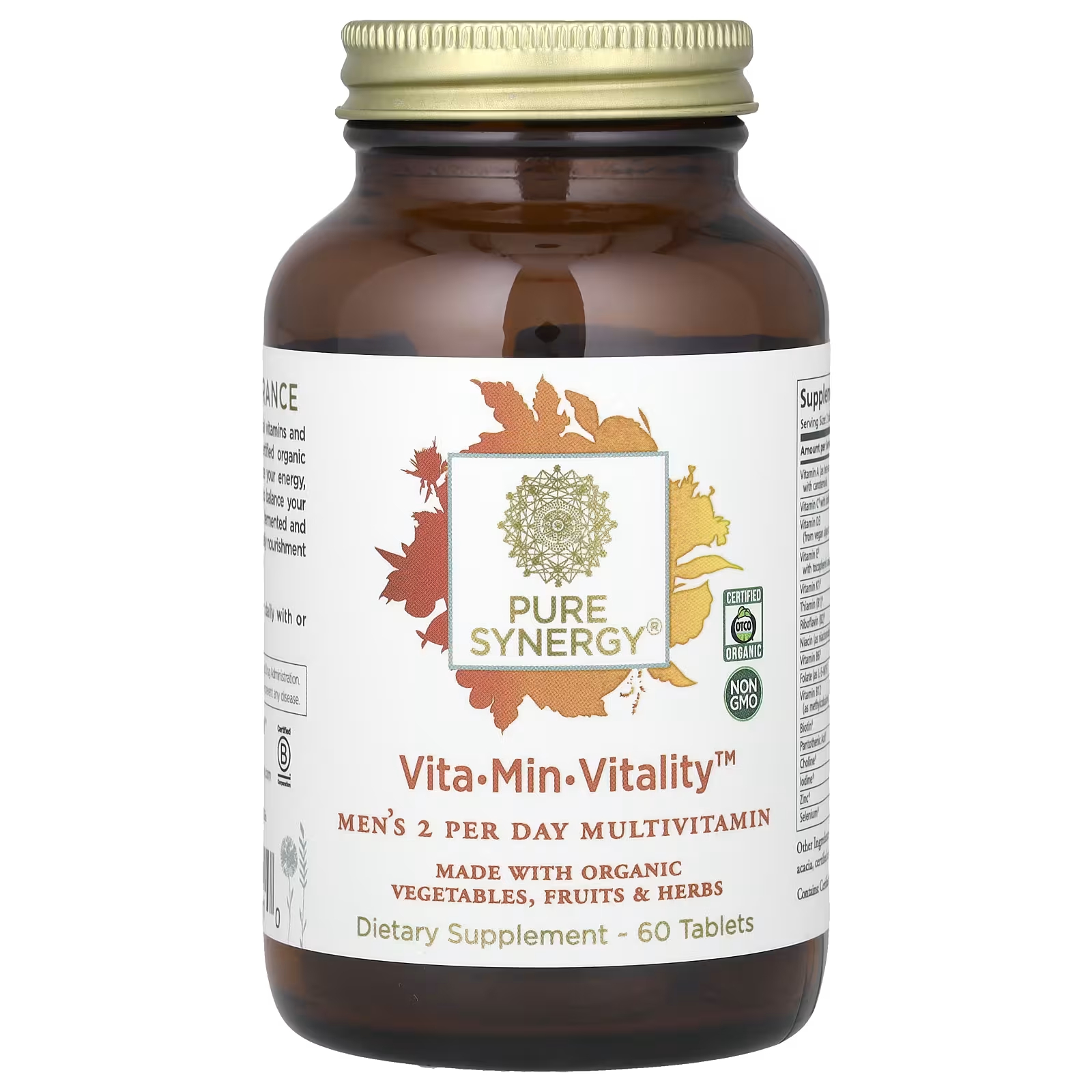 Мужские мультивитамины Pure Synergy Vita-Min-Vitality для увеличения энергии, 60 таблеток