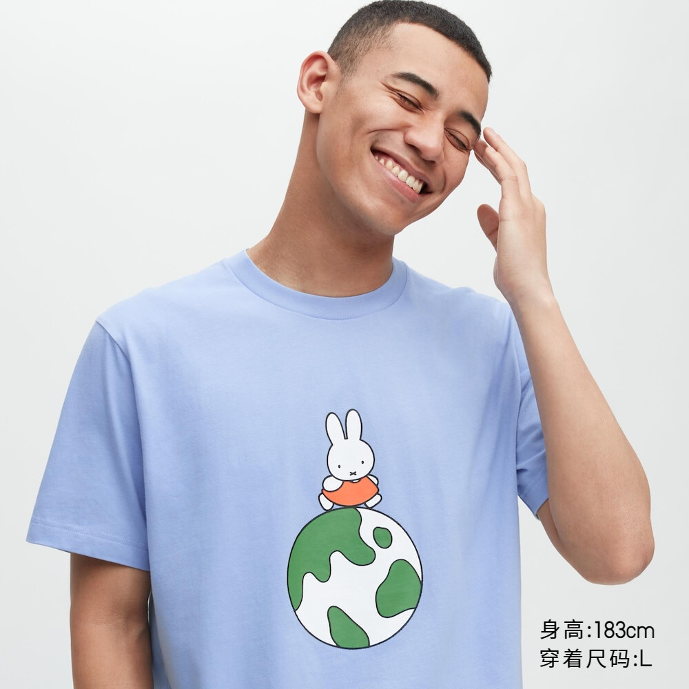 

Футболка Uniqlo miffy унисекс с принтом и короткими рукавами, голубой