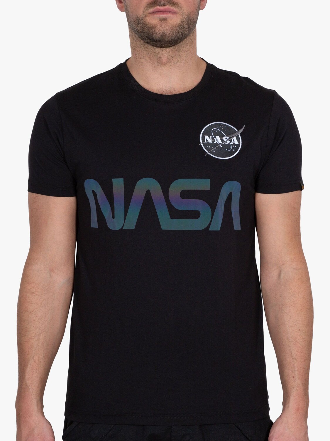 

Футболка с круглым вырезом Alpha Industries X NASA и радужным светоотражающим логотипом