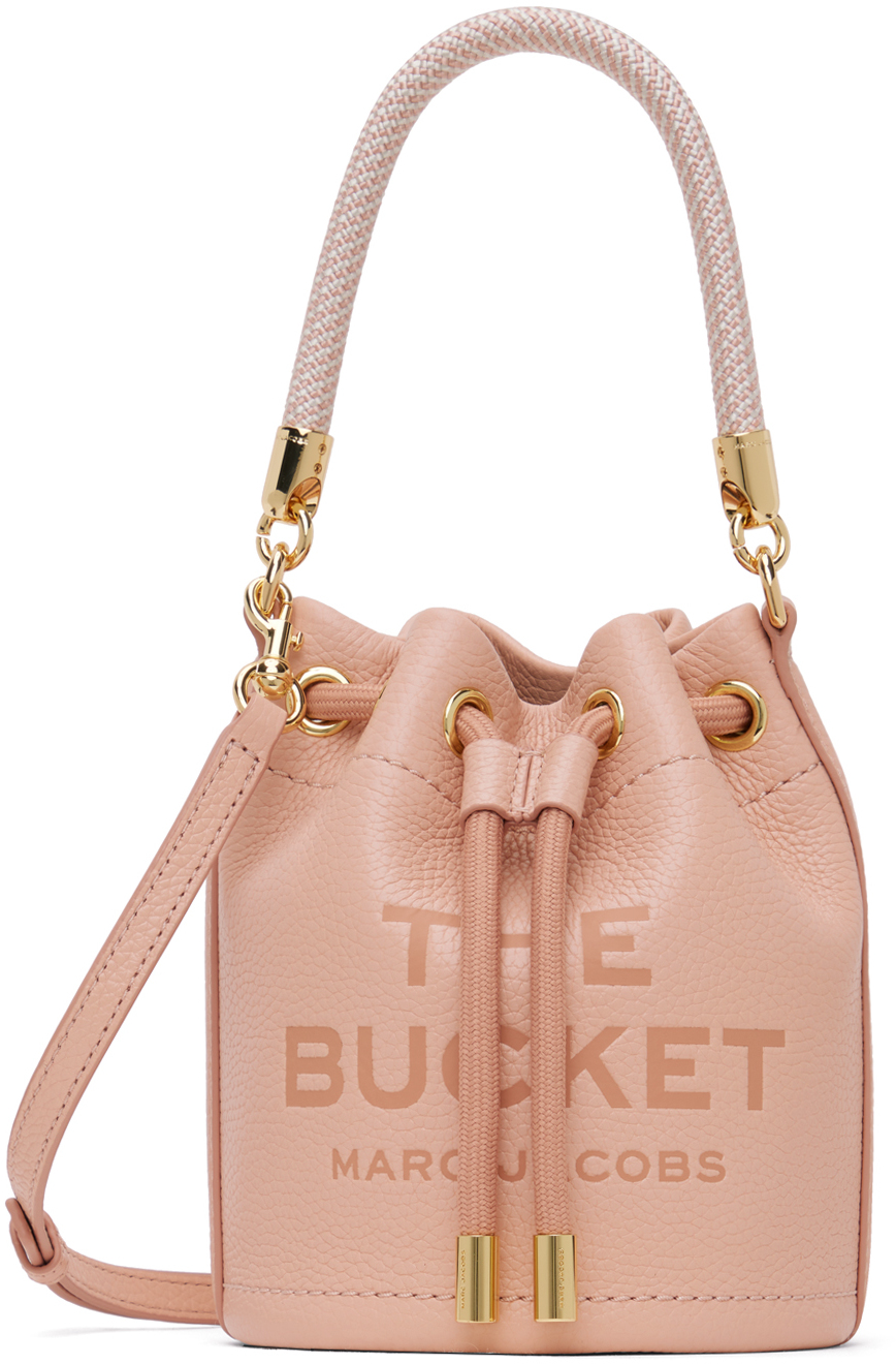 Розовая сумка The Leather Mini Bucket Marc Jacobs, цвет Rose бежевая сумка the leather mini bucket marc jacobs