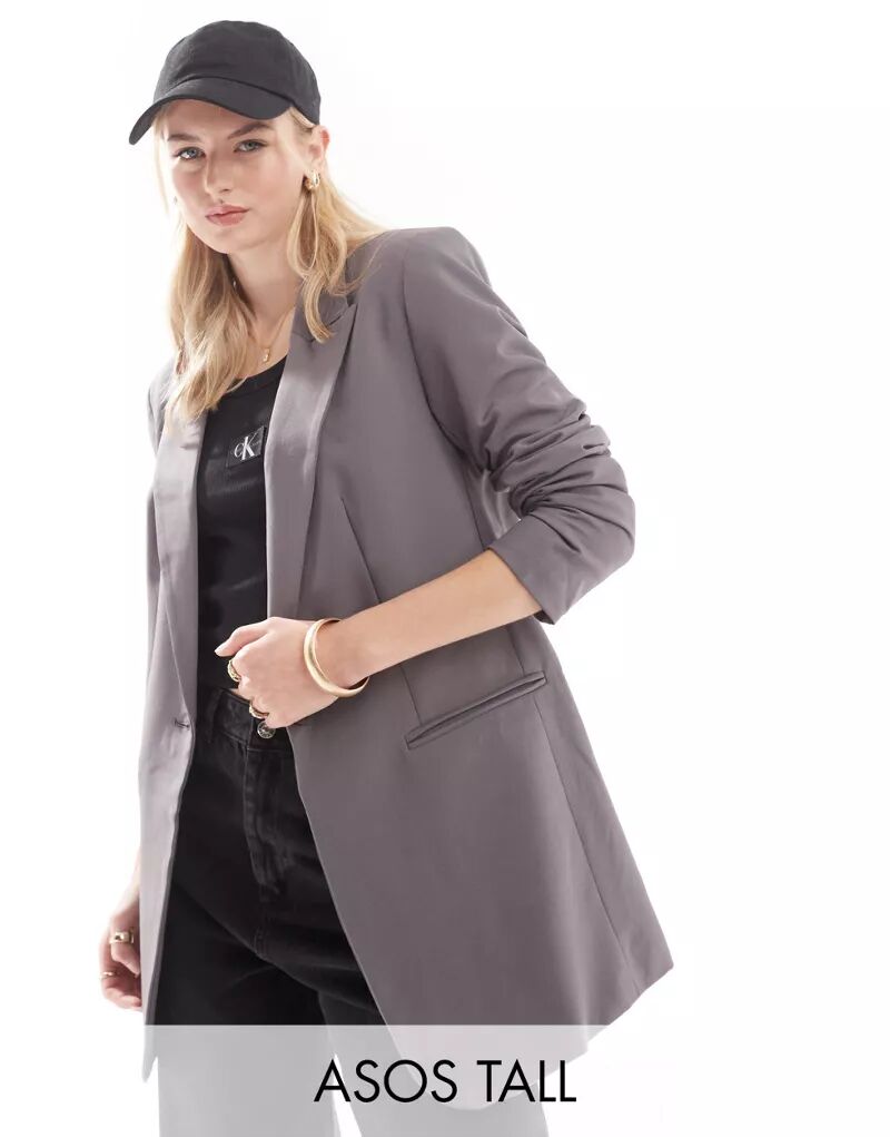Серый однобортный пиджак ASOS Tall пиджак однобортный размер 64 серый