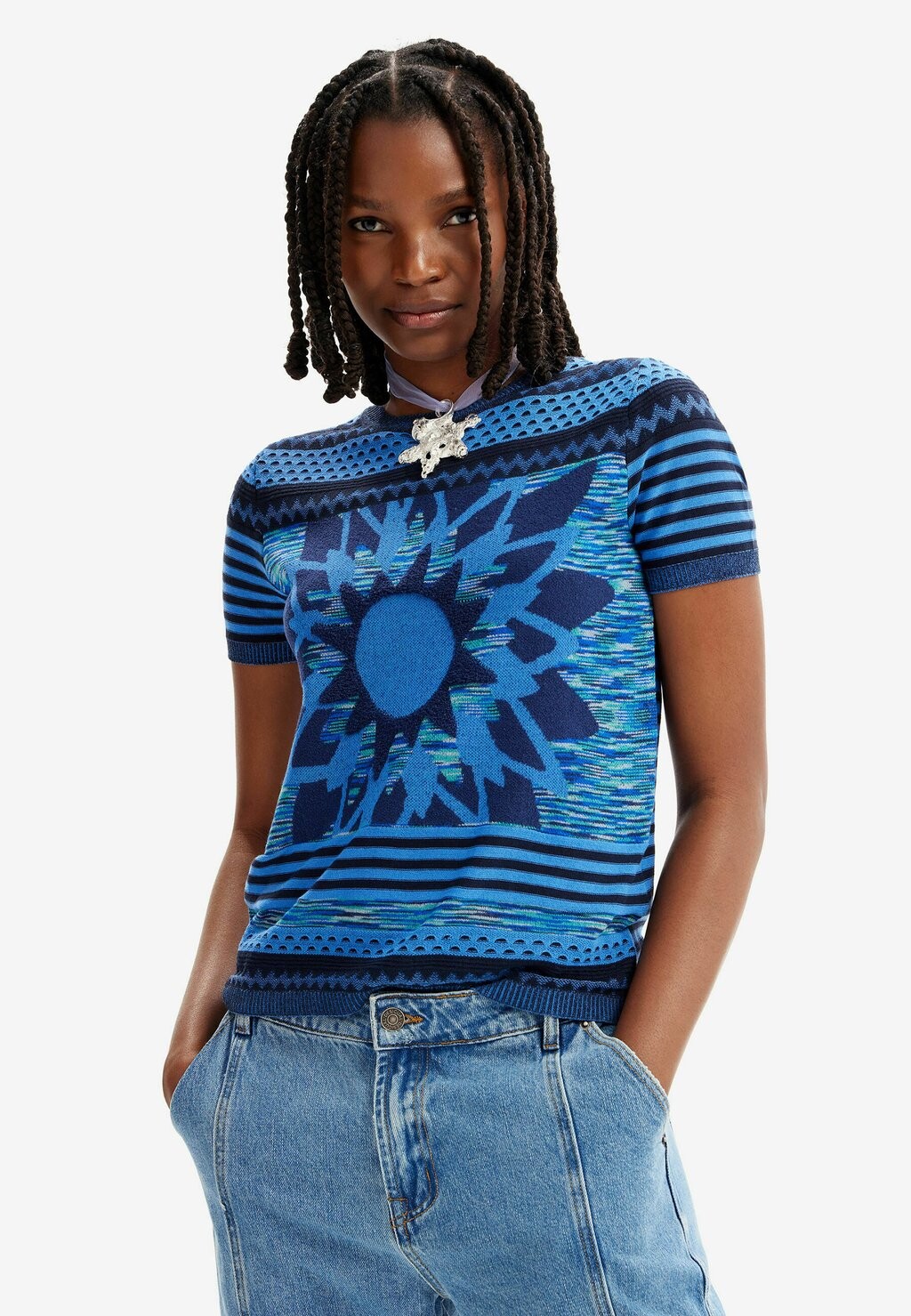 

Футболка с принтом FLOWER Desigual, цвет blue