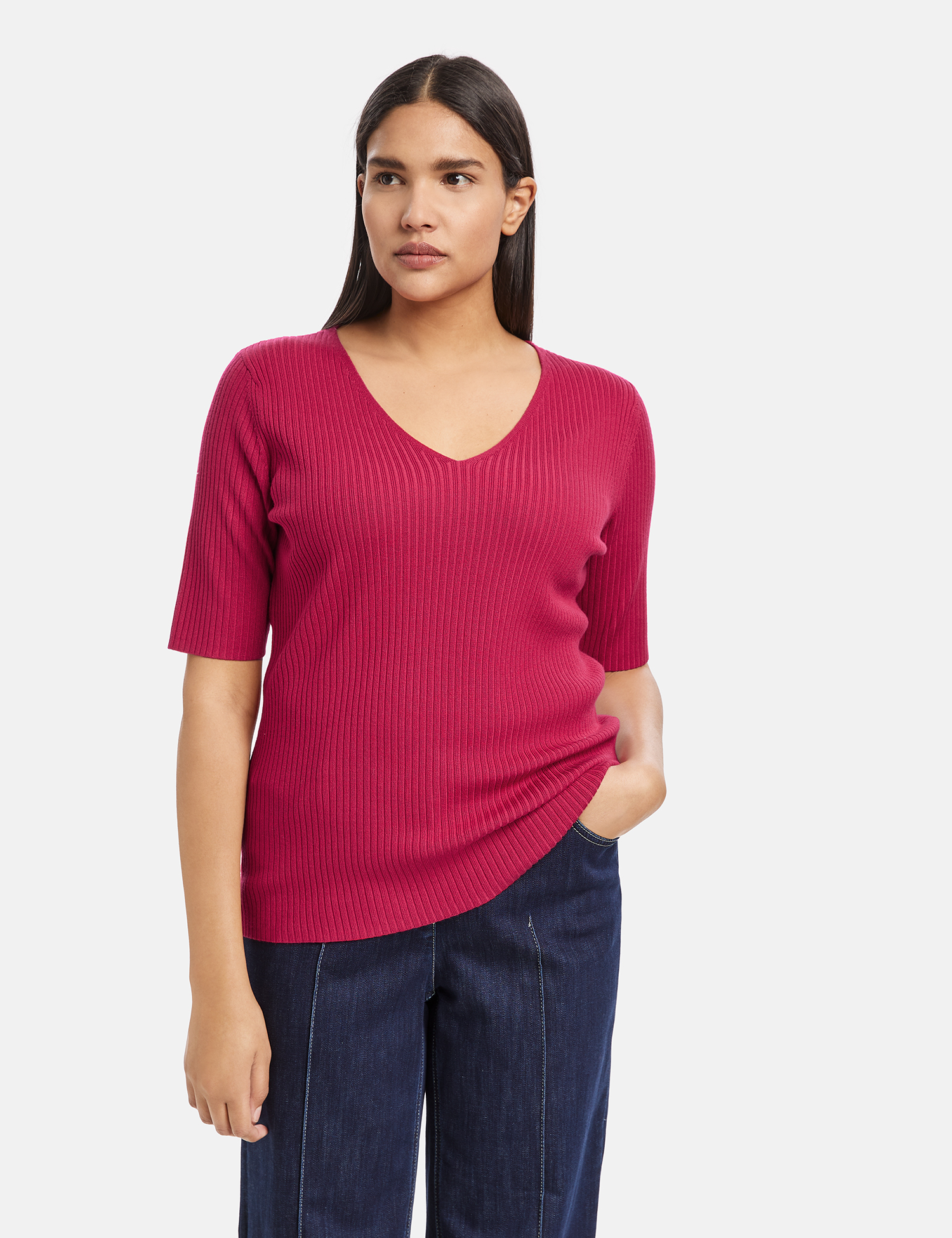 Свитер SAMOON Strick, Shirt, Top, Body, цвет Cranberry