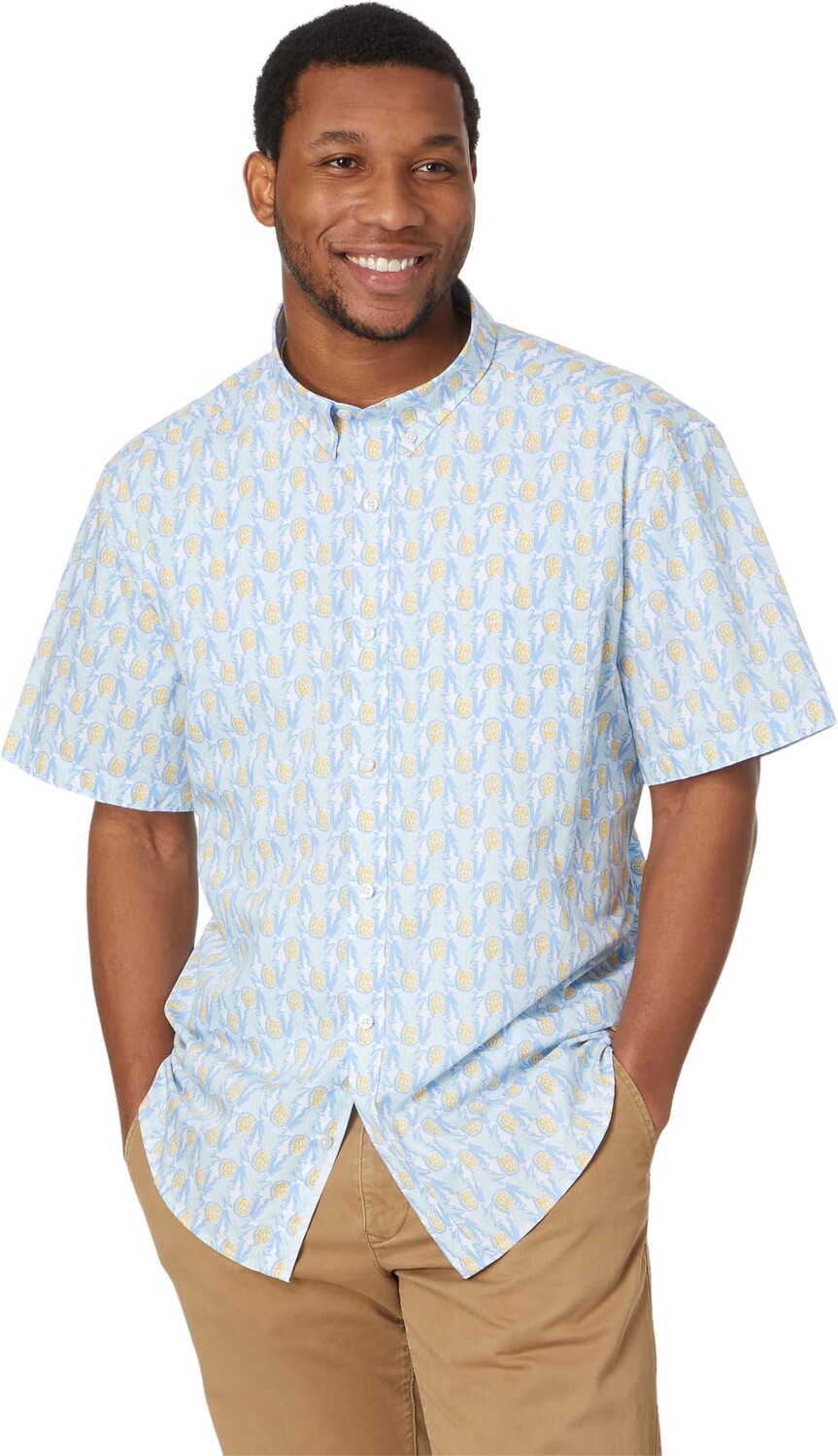 

Рубашка Johnston & Murphy Short Sleeve Pineapple Print Shirt, белый