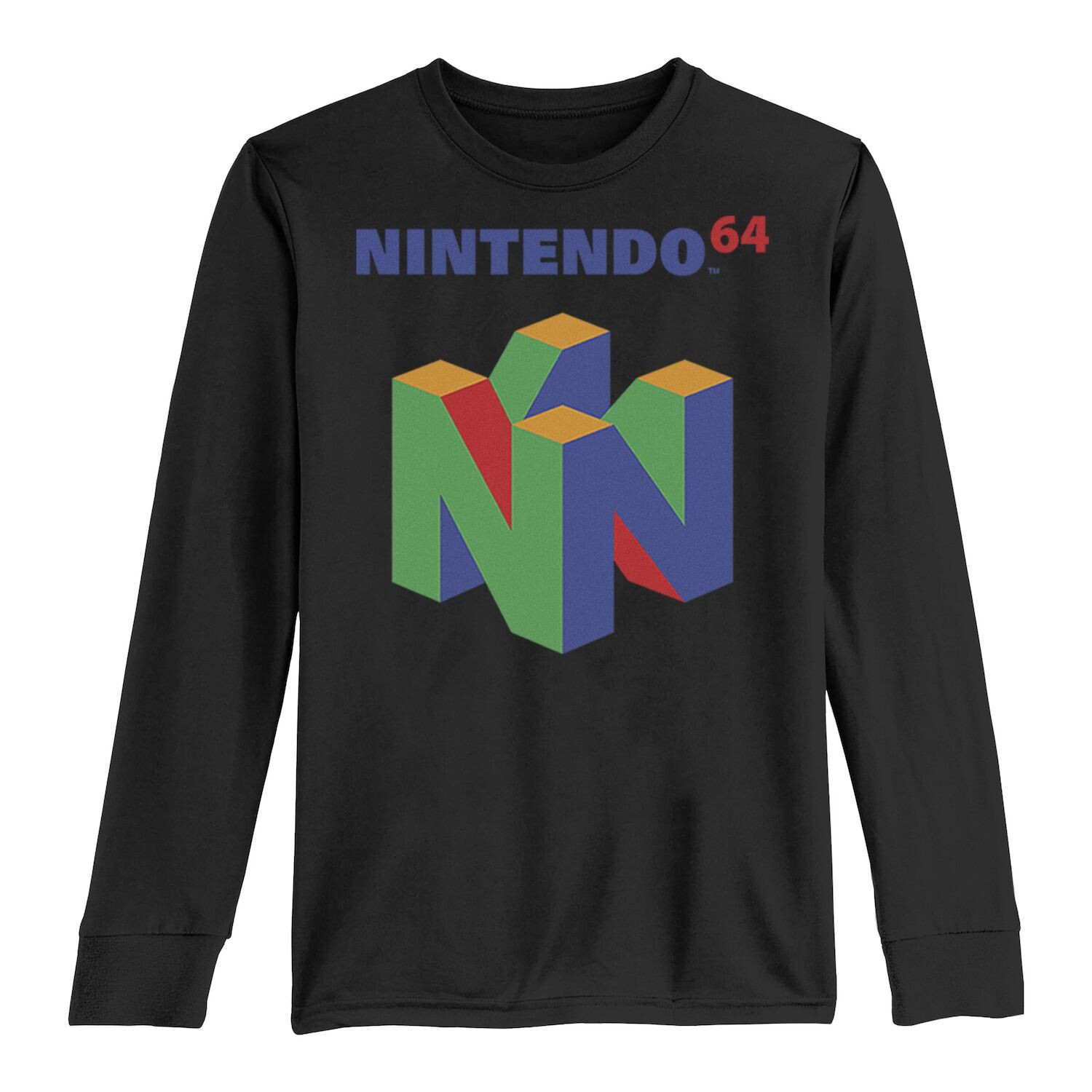 

Красочная футболка с длинными рукавами и графическим рисунком Nintendo 64 для мальчиков 8–20 лет Licensed Character