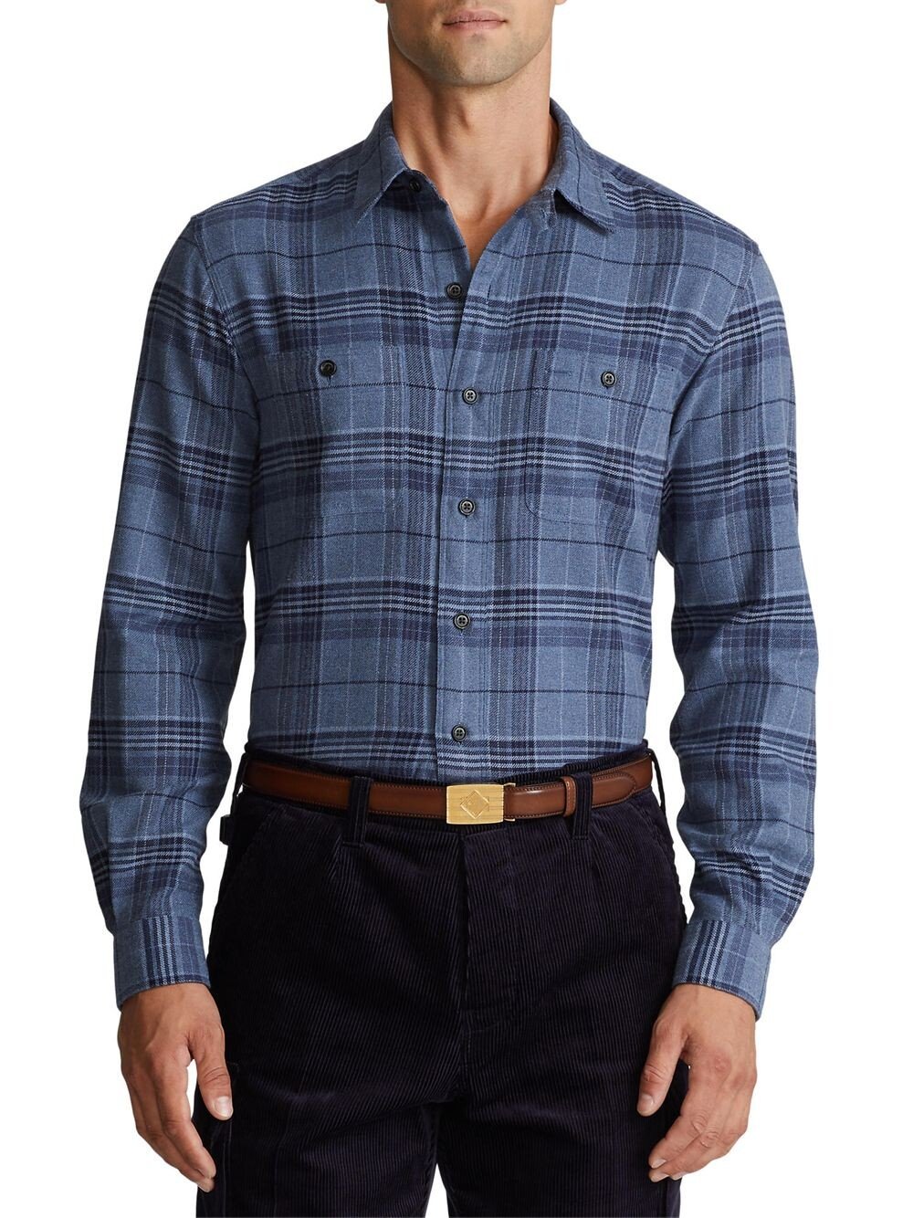

Рубашка с длинными рукавами в клетку Langley Ralph Lauren Purple Label, синий