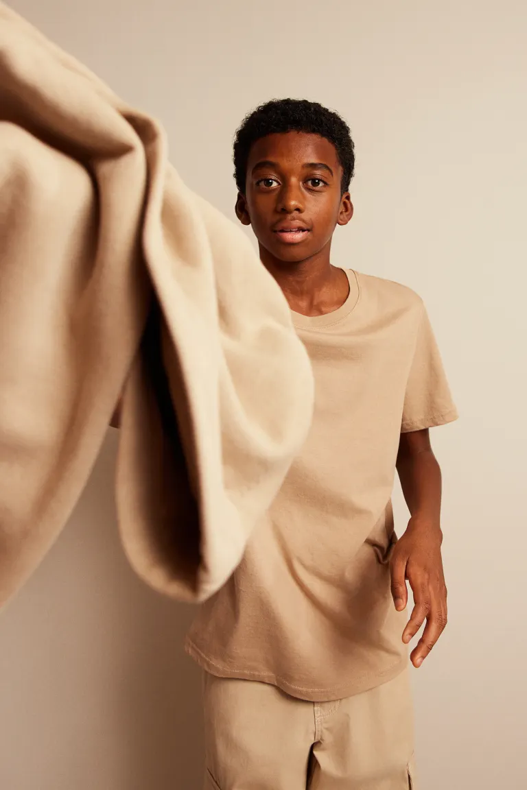 

Хлопковая футболка H&M, бежевый