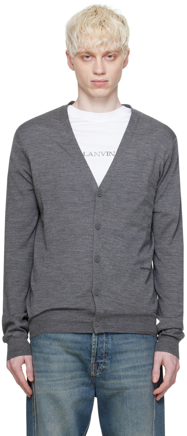 

Серый прямой кардиган Lanvin